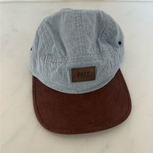 Obey Denim Blue and Chocolate Brown Hat